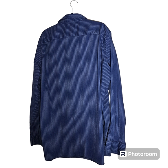 APT 9 Men's Premier Flex Black Dress Shirt Slim Fit 2XL Blue with Black stripe - Picture 2 of 6